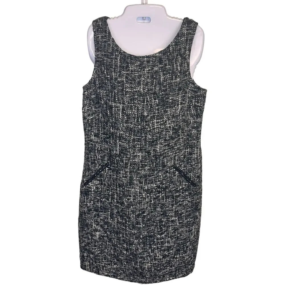 DANA BUCHMAN Sleeveless Black‎ White Tweed Sheath Dress Women’s 8